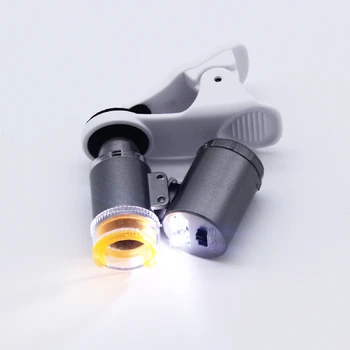 60X Telefón Mikroskop s LED Svetlom Prenosný Digitálny Mikroskop Ručné Sklo