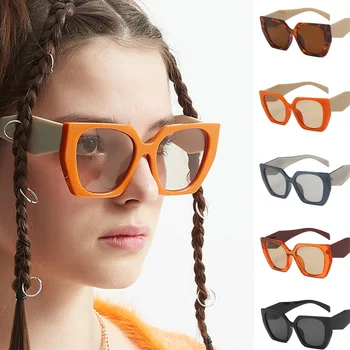 Slnečné okuliare Ženy Námestie Nadrozmerné Značky Dizajnér Gradient Slnečné Okuliare Big Rám s Širokú Nohu, Vintage Tmavé Okuliare UV400 2023