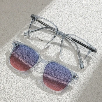 Polarizované slnečné Okuliare Ženy, Luxusné Gradient Slnečné Okuliare Magnetický Klip na Okuliare Skladacia Kryt Mužov Námestie Okuliare Vintage Odtiene