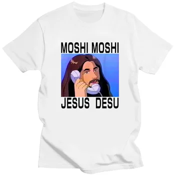 Moshi Moshi Ježiš Desu Grafické Tshirts Mužov Letné Krátke-sleev Žena Kresťanstvo T-shirts Klasické Nazarene Topy Ropa Hombre