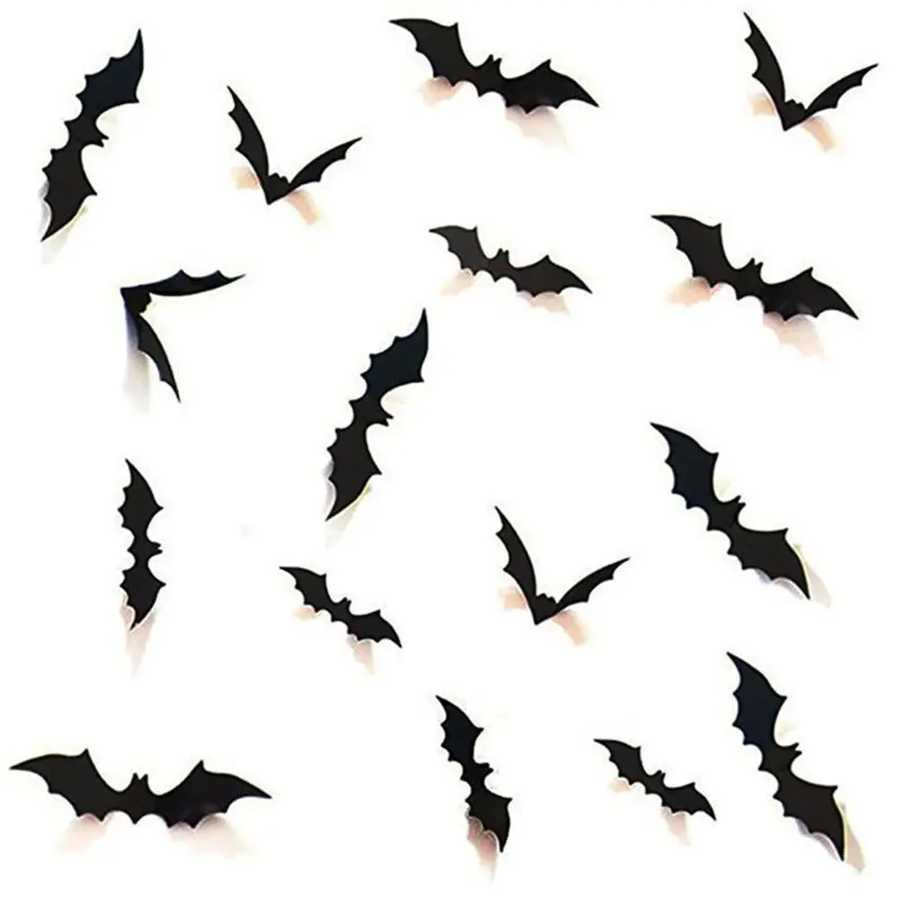 1~10PCS Halloween Dekorácie 3D Black Bat Stenu, Nálepky Výzdoba Steny Odtlačkový Horor a Pálky Vymeniteľné Samolepky Strany Bar Stenu Decor - 1