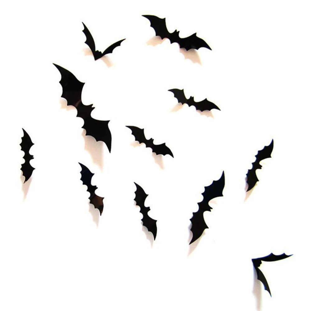 1~10PCS Halloween Dekorácie 3D Black Bat Stenu, Nálepky Výzdoba Steny Odtlačkový Horor a Pálky Vymeniteľné Samolepky Strany Bar Stenu Decor - 4