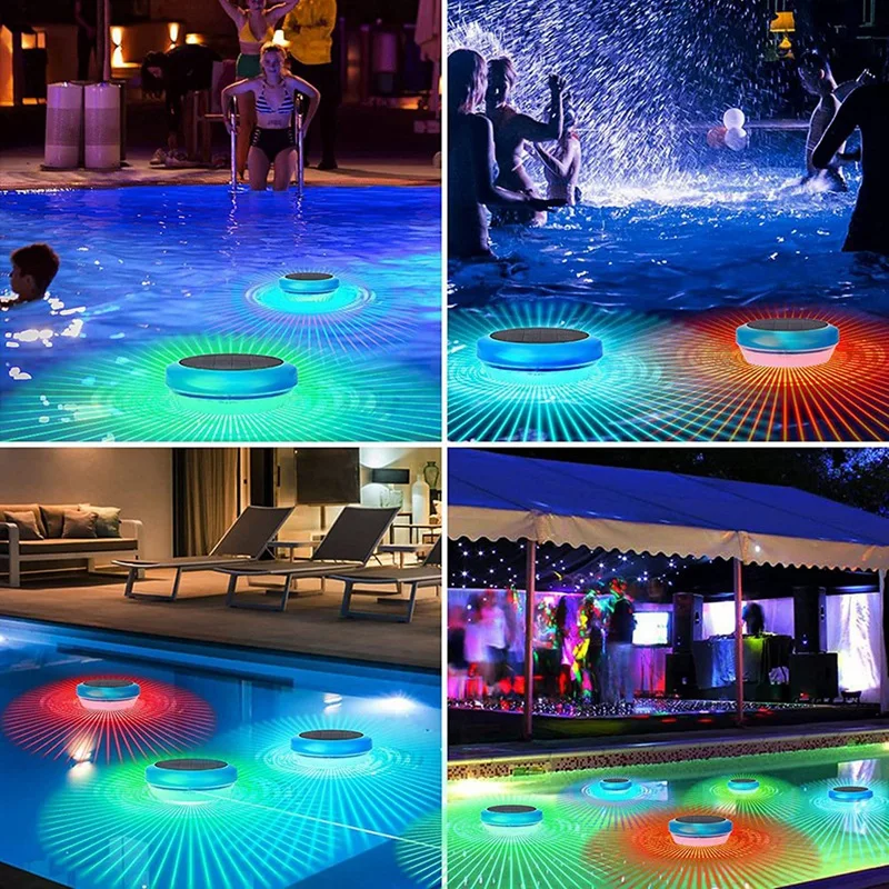 2 Kus Nepremokavé RGB Farby Plávajúce Bazén Svetlá Pre Bazén,Rybník,Kúpele,vírivka - 4