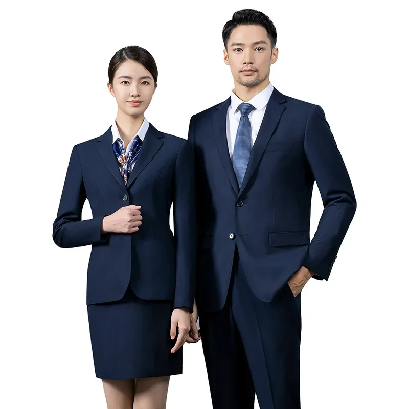 2023 Zimné Business Oblečenie Farby Námornícka Modrá Pracovné Odevy Kabát - 4