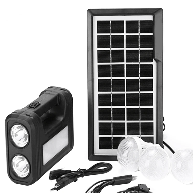 3.5 W Solárny Panel Svetlo 3 Žiarovka, Nastavte Blesk na Úsporu Energie Slnečné Svetlo Vonkajšie Vnútorné Nabíjateľná LED Svetlo - 0