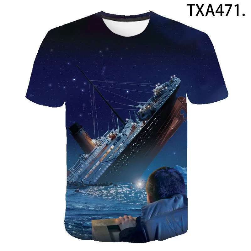 3D-tlačené Titanic 3D-vytlačené T-shirt Unisex Letné Módne Posádky krku Streetwear Bežné Krátkym rukávom v Pohode King-size Top - 5