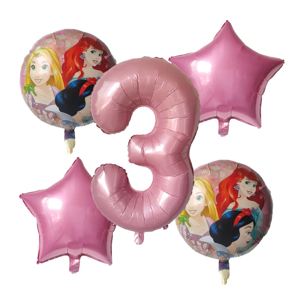 5 ks 18-palcové Koleso Belle Popoluška Snow White Princezná Rapunzel Fóliové Balóniky Detská Narodeninová Párty Dekorácie Deti Hélium Hračky - 3