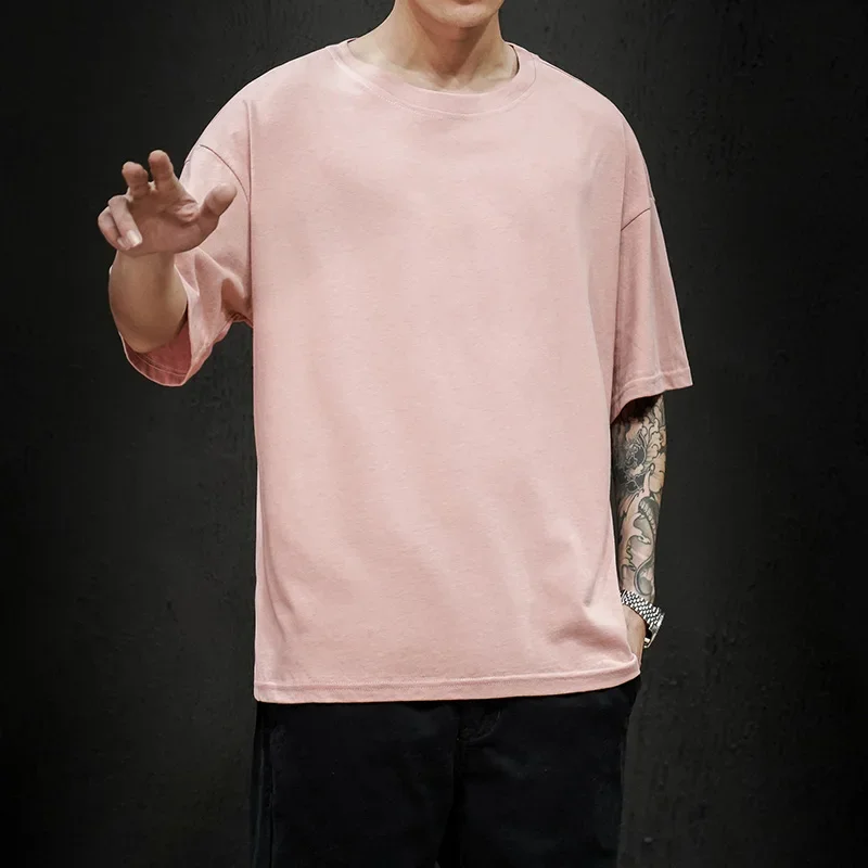 A2967 Nové Letné pánske Tričko 2022 Módne Tuhé T Shirt Mens Nadrozmerné Hip Hop Krátky Rukáv Bežné Bavlnené Pánske Streetwear - 0
