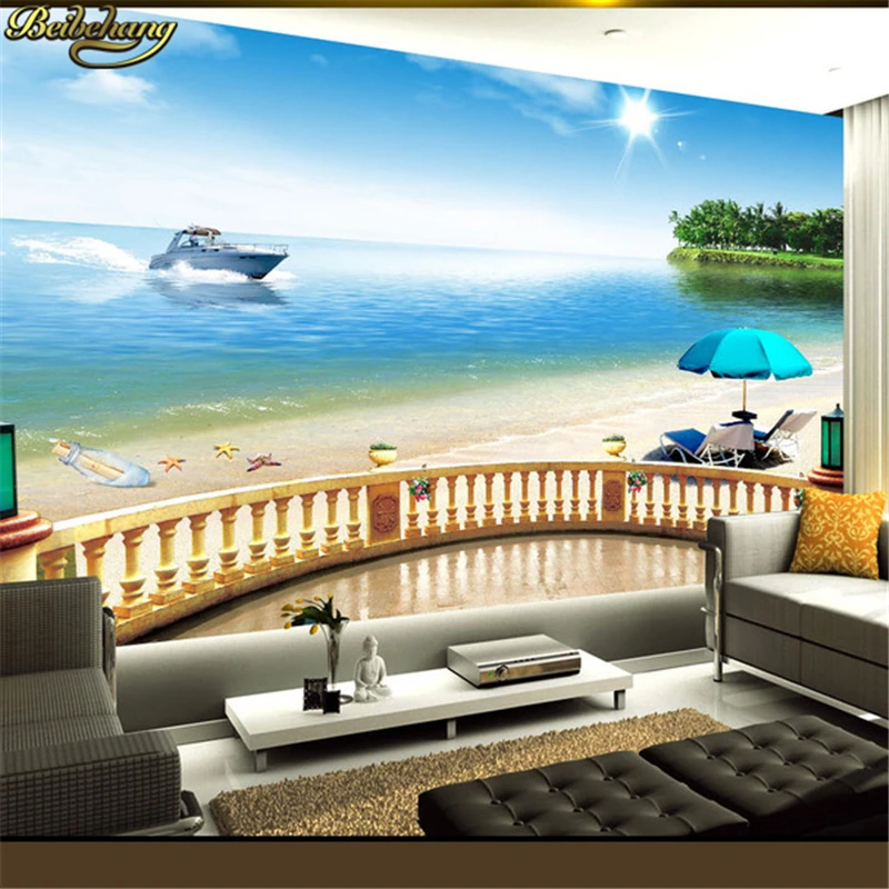 beibehang Seascape na šírku dlane vlastné osobné hotel veľká nástenná maľba obývacia izba pozadie bezšvíkové handričkou 3d tapety na steny - 0