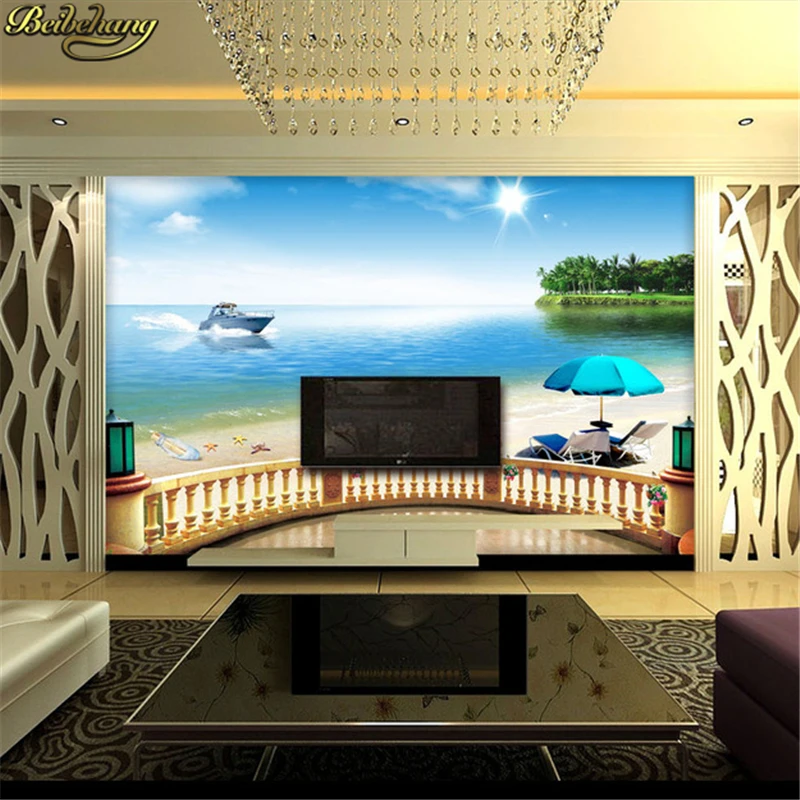beibehang Seascape na šírku dlane vlastné osobné hotel veľká nástenná maľba obývacia izba pozadie bezšvíkové handričkou 3d tapety na steny - 2