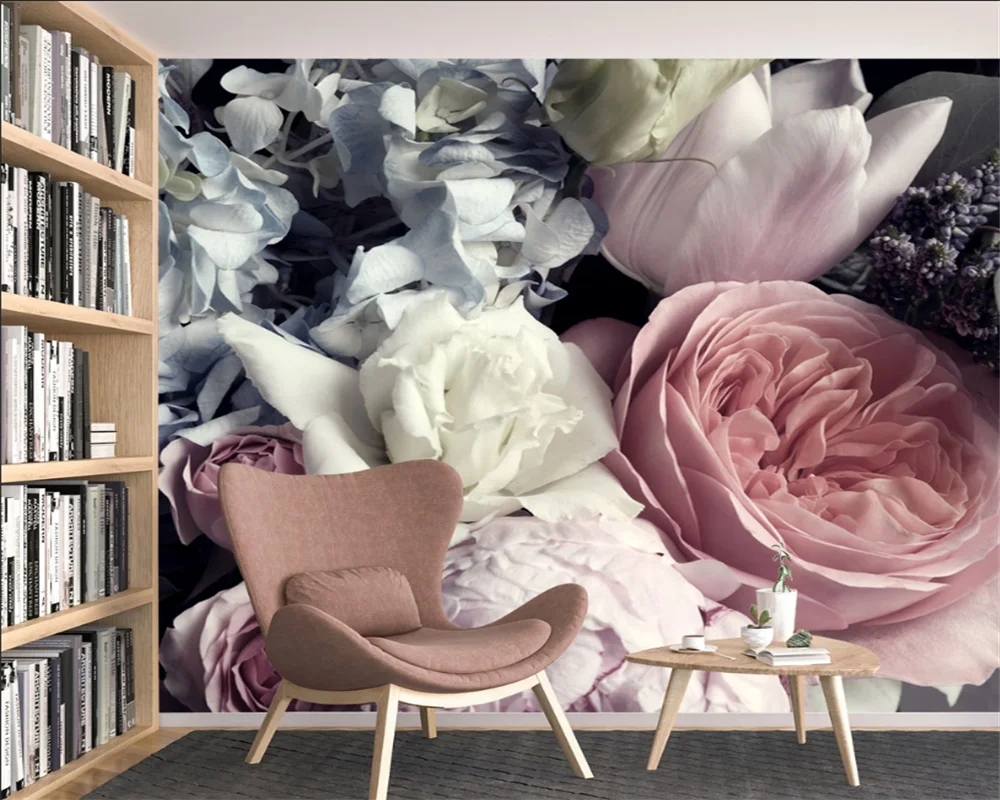beibehang Vlastné nové, moderné spálne, obývacia izba ruže kvet interiérové dekorácie, maliarstvo, abstraktných de parede tapetový papier peint - 2