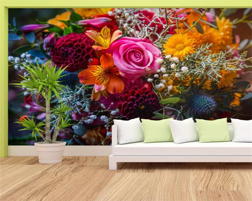 beibehang Vlastné nové, moderné spálne, obývacia izba ruže kvet interiérové dekorácie, maliarstvo, abstraktných de parede tapetový papier peint - 4
