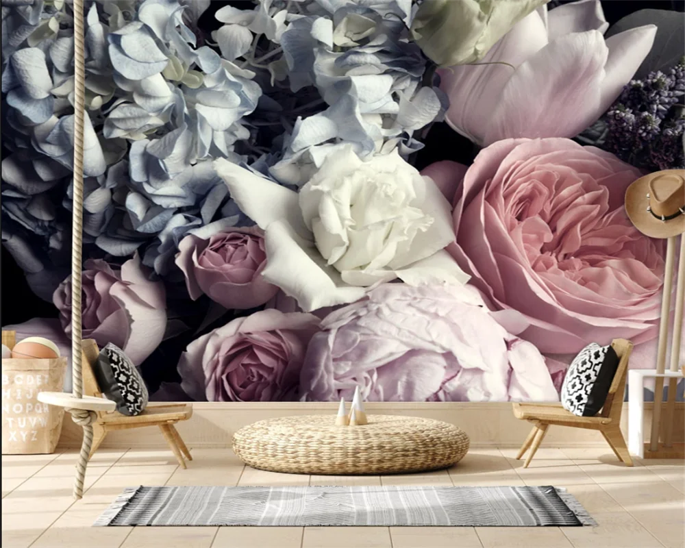beibehang Vlastné nové, moderné spálne, obývacia izba ruže kvet interiérové dekorácie, maliarstvo, abstraktných de parede tapetový papier peint - 5
