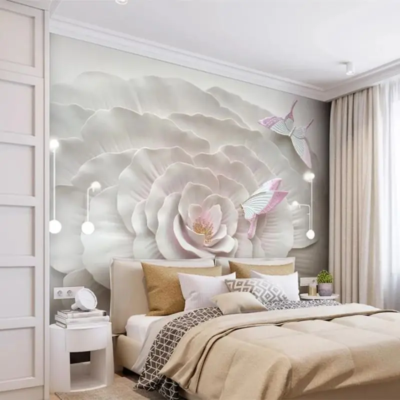 beibehang Vlastnú tapetu 3D troch-dimenzionální úľavu kvet, motýľ, TV joj stene obývacej izby, spálne dekorácie обои - 1