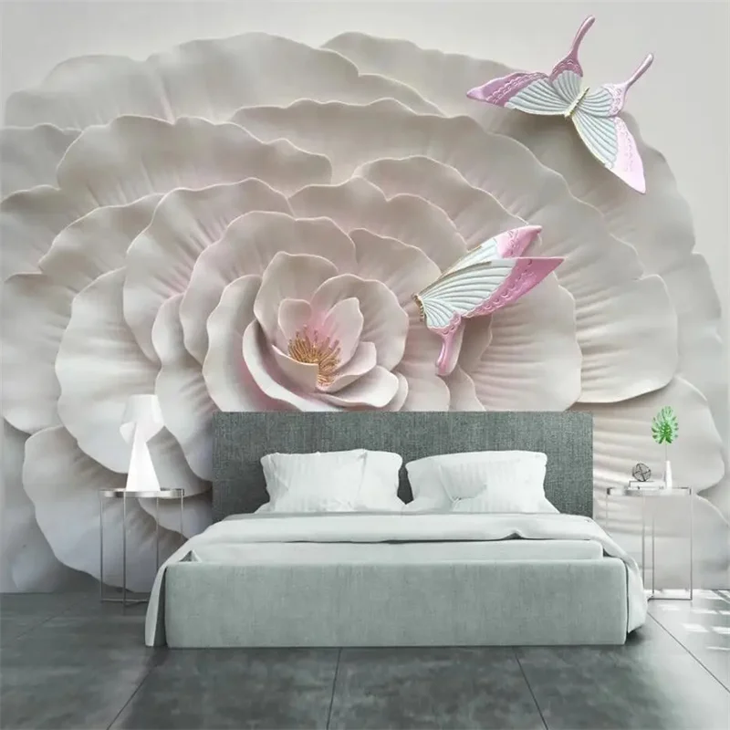 beibehang Vlastnú tapetu 3D troch-dimenzionální úľavu kvet, motýľ, TV joj stene obývacej izby, spálne dekorácie обои - 2