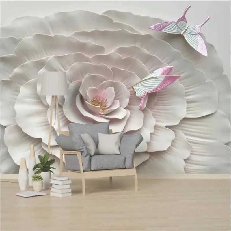 beibehang Vlastnú tapetu 3D troch-dimenzionální úľavu kvet, motýľ, TV joj stene obývacej izby, spálne dekorácie обои - 3