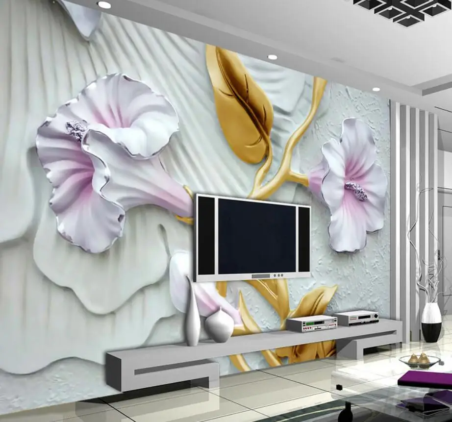 Beibehang Vlastnú Tapetu Veľkú Úľavu Kvetinový nástenná maľba TV Stenu, Tapetu Pozadia Obývacia Izba, Spálňa nástenná maľba 3d tapeta nástenná maľba - 0
