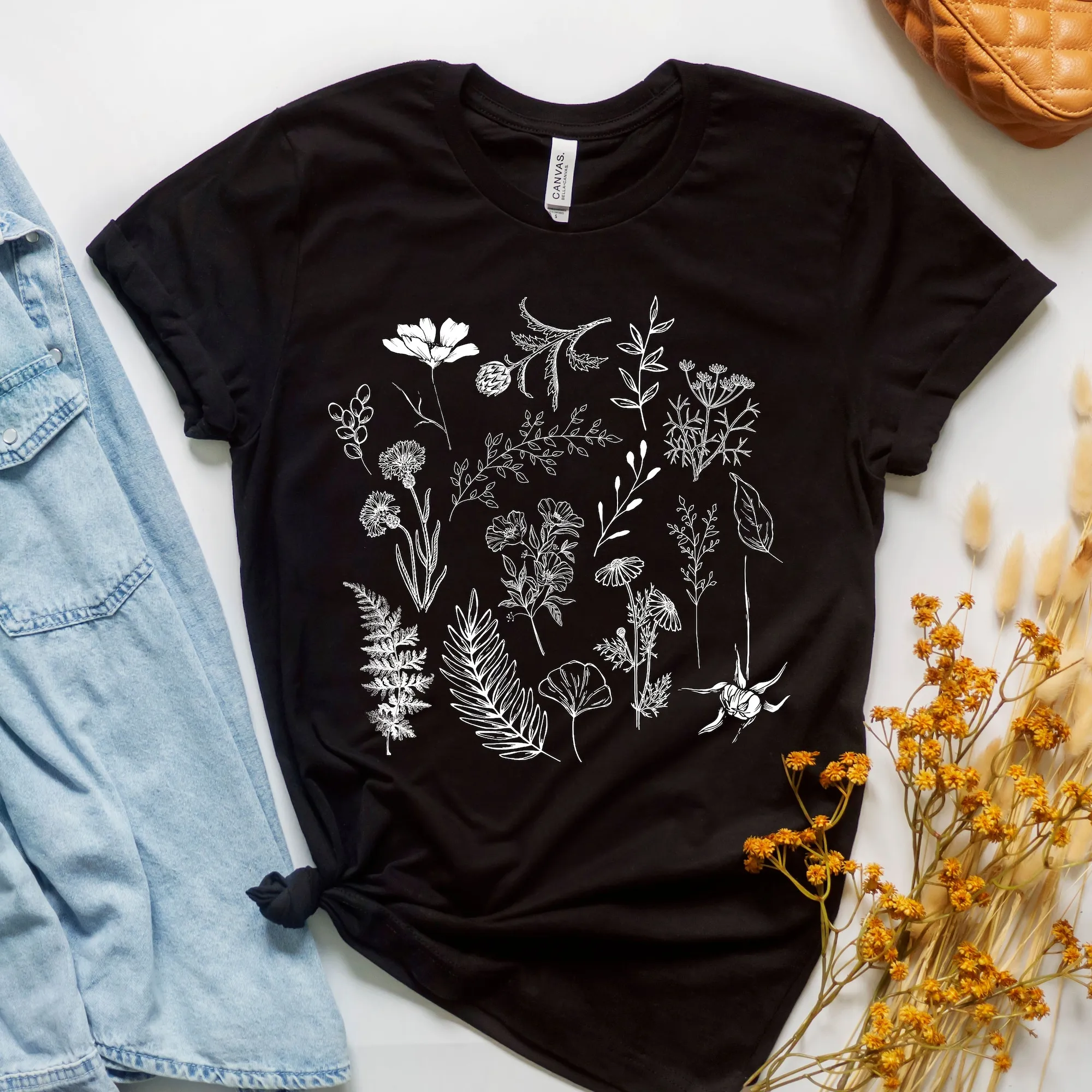 Botanická T Shirt Rastlín Milovník Prírody Wildflower Estetické Boho Vintage Kvety Kvetinové - 0