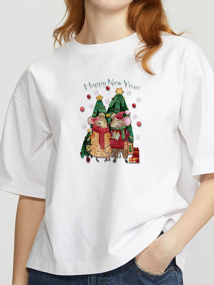 Dovolenka Šťastné A Veselé Vianoce, Nový Rok Ženy Cartoon Tričko Grafické T-Shirts Top Travel Tee Vianoce, T-Shirt Bežné Ženské Graphic Tee - 0