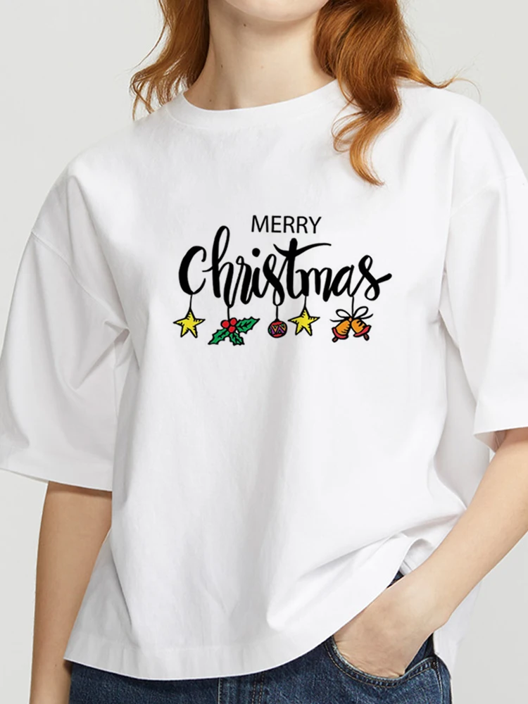 Dovolenka Šťastné A Veselé Vianoce, Nový Rok Ženy Cartoon Tričko Grafické T-Shirts Top Travel Tee Vianoce, T-Shirt Bežné Ženské Graphic Tee - 2