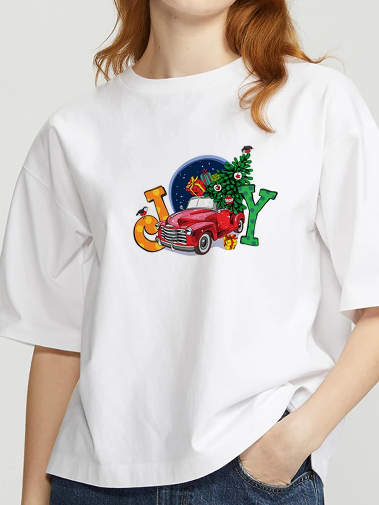 Dovolenka Šťastné A Veselé Vianoce, Nový Rok Ženy Cartoon Tričko Grafické T-Shirts Top Travel Tee Vianoce, T-Shirt Bežné Ženské Graphic Tee - 3