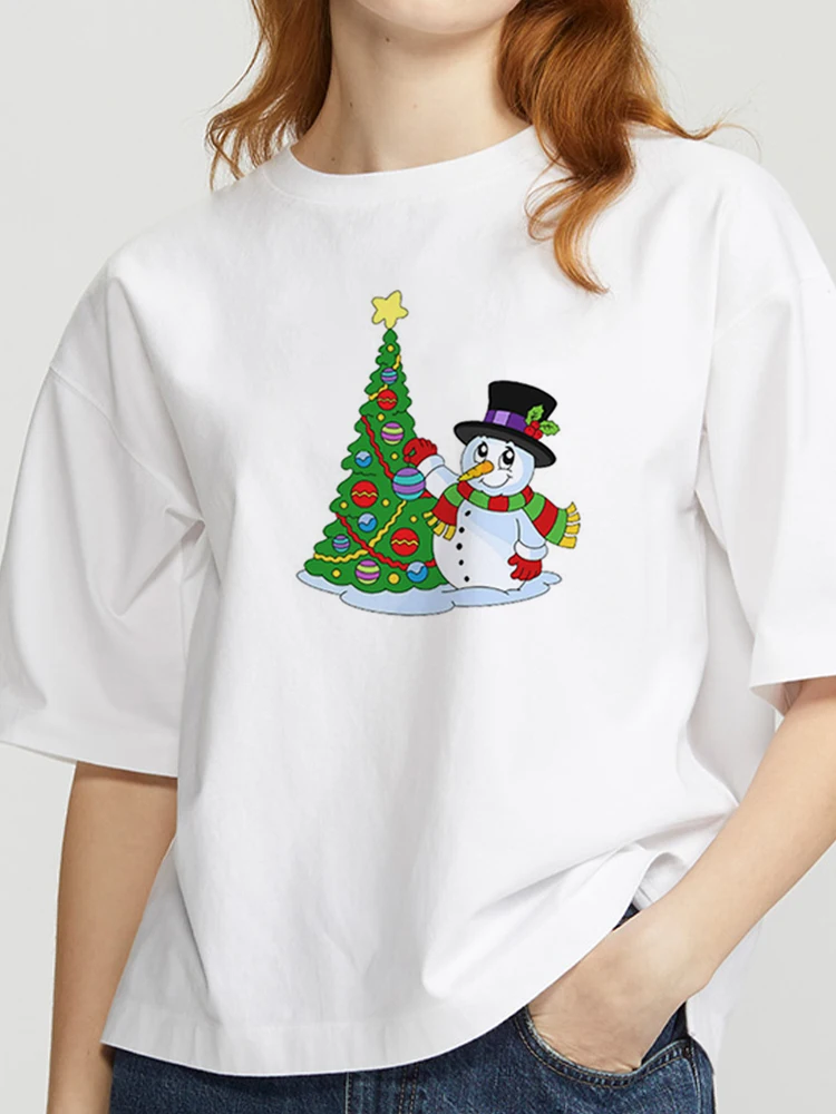 Dovolenka Šťastné A Veselé Vianoce, Nový Rok Ženy Cartoon Tričko Grafické T-Shirts Top Travel Tee Vianoce, T-Shirt Bežné Ženské Graphic Tee - 4