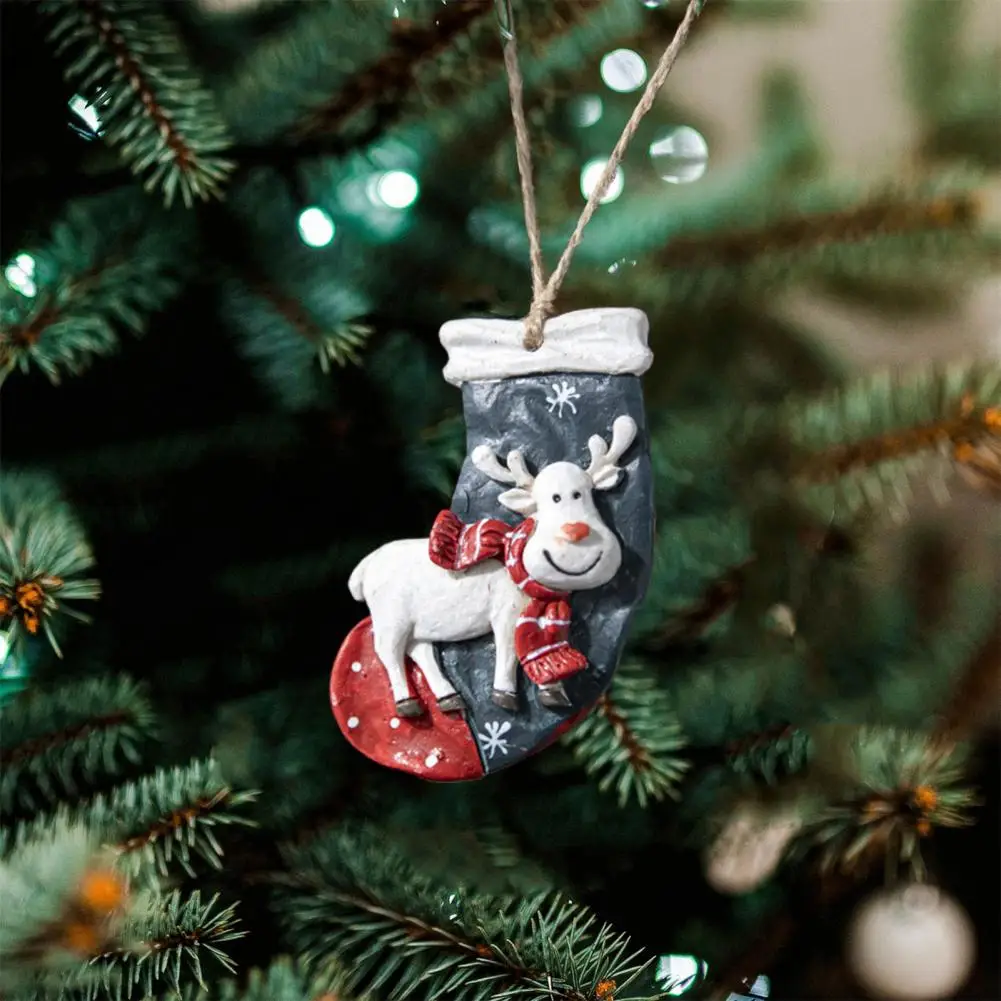 Farebné Vianočné Prívesok Farebné Retro Vianočné Ozdoby Santa Claus Elk Snehuliak Prívesky Strom Dekorácie Dieťa Dary Santa - 0