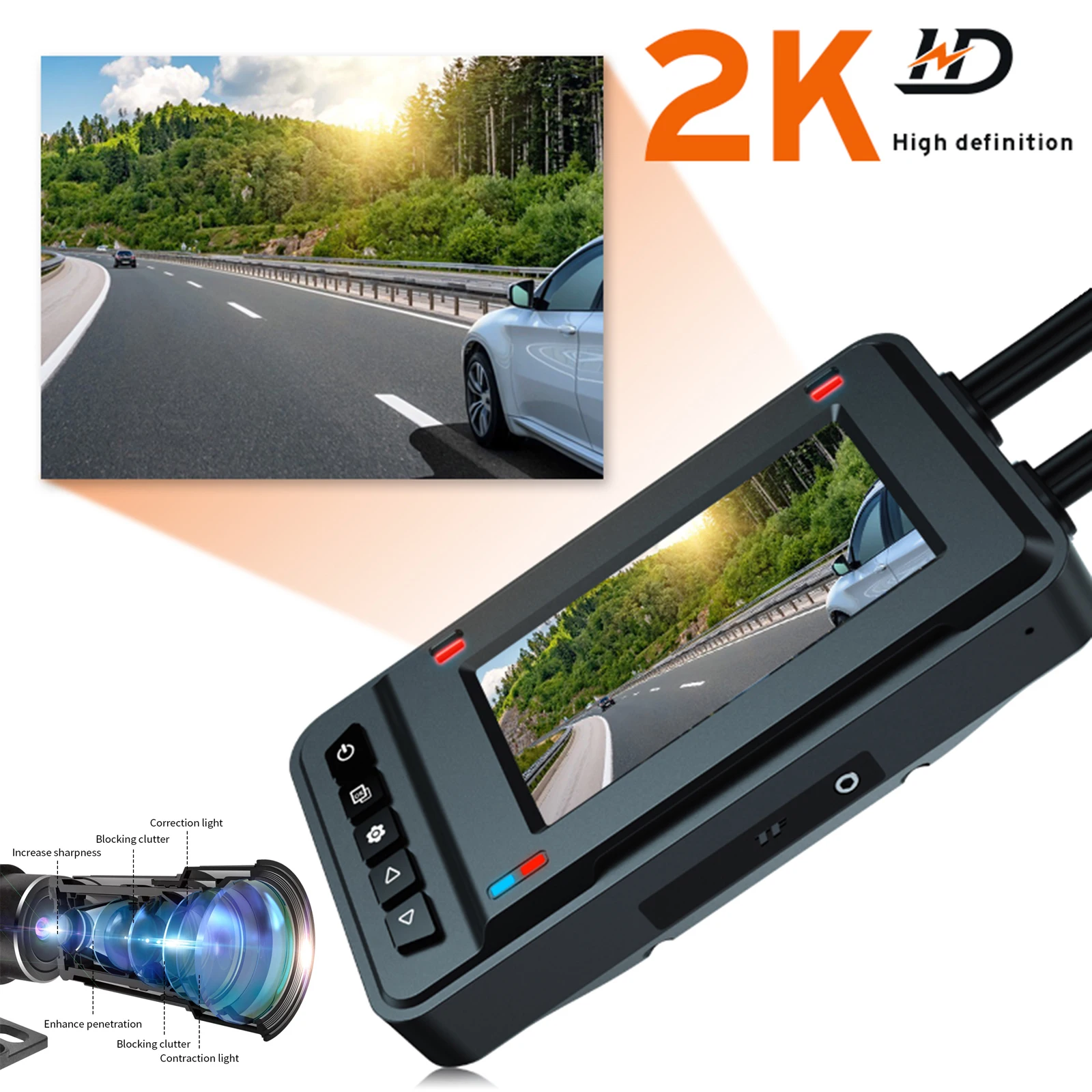 Motocyklové Jazdy Záznamník Tachografu Duálny Objektív 2K 3Inch Moto DVR Dash Fotoaparát 1400nit Jas IPS Displej Podpora BSD ADAS - 2