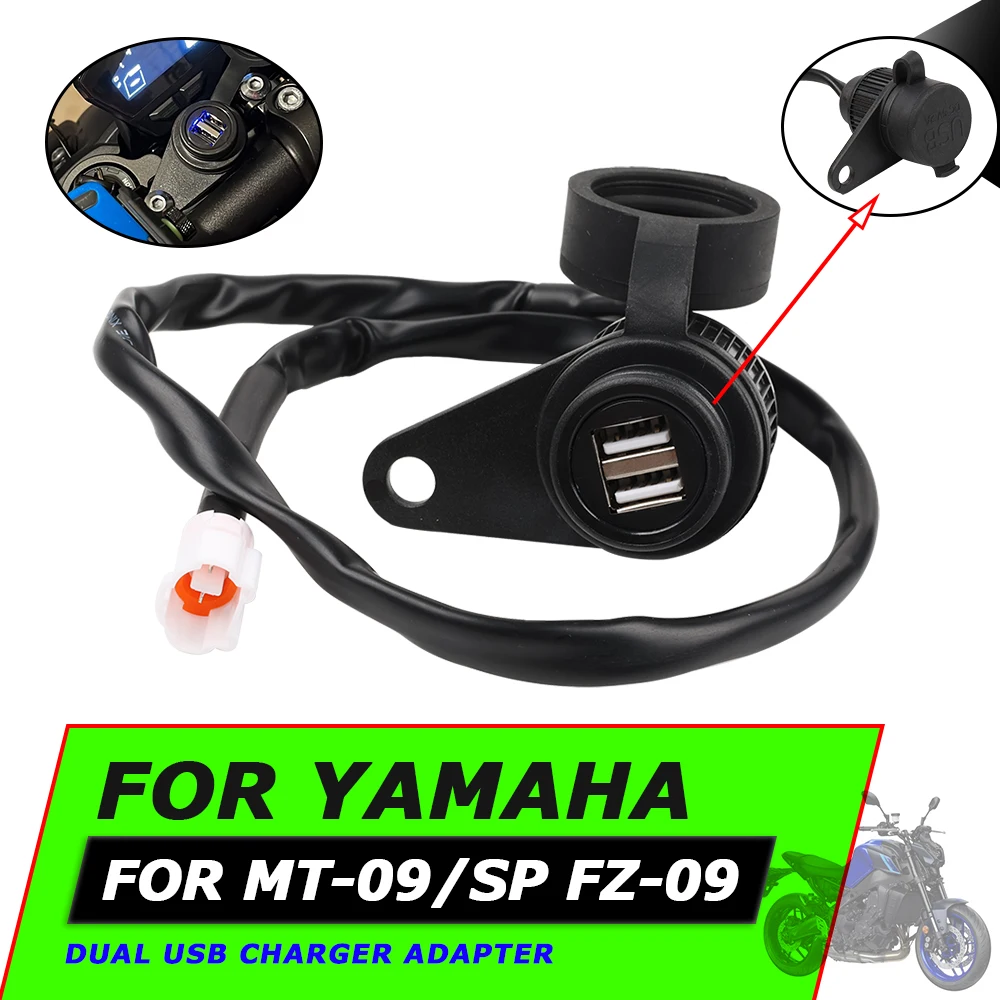 Pre Yamaha MT-09 SP FZ-09 FZ09 MT09 2020 2021 Motocyklové Príslušenstvo Dvojité Nabíjačku USB Zásuvky Converter Black Adaptér Zásuvky - 0