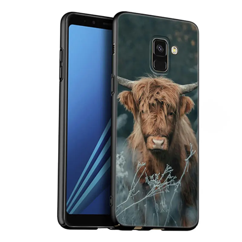 Roztomilý Highland Krava Telefón puzdro Pre Samsung Galaxy A01 A03 Core A02 A10 A20 S A20E A30 A40 A41 A5 A6 A8 Plus A7 A9 2018 Čiernym Krytom - 1