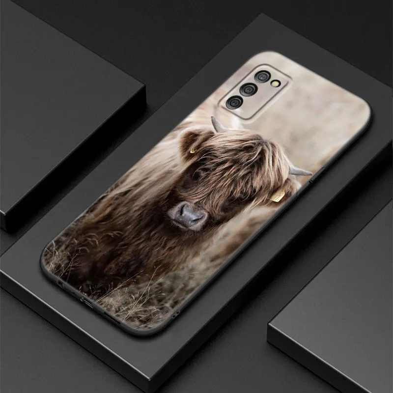 Roztomilý Highland Krava Telefón puzdro Pre Samsung Galaxy A01 A03 Core A02 A10 A20 S A20E A30 A40 A41 A5 A6 A8 Plus A7 A9 2018 Čiernym Krytom - 3