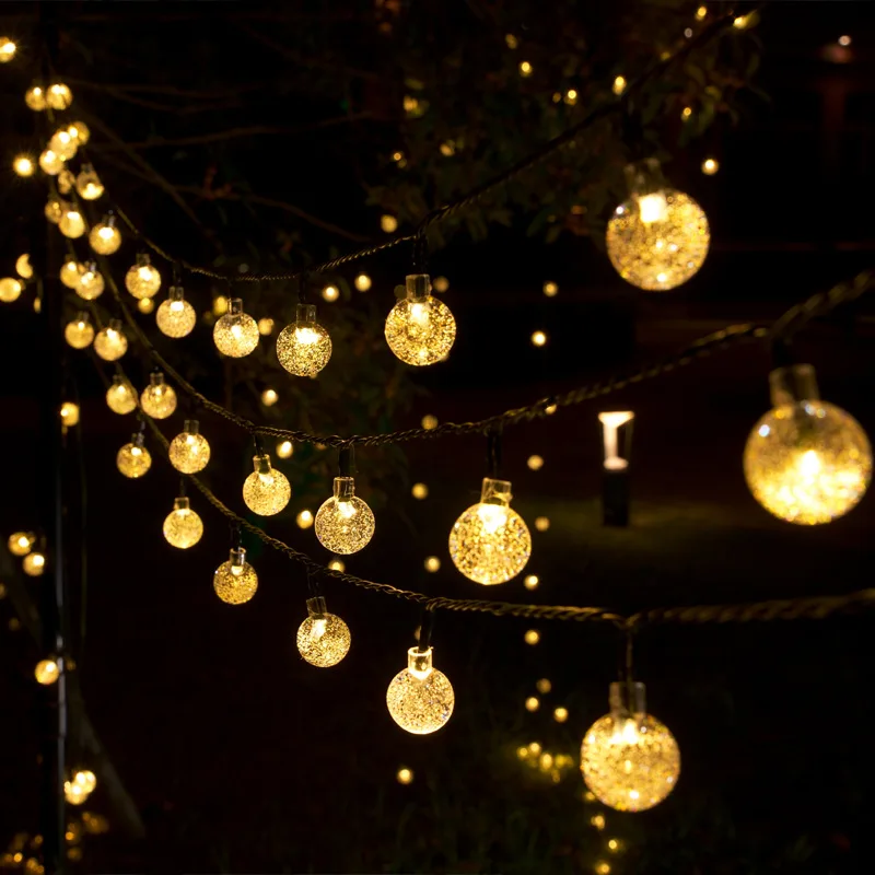 Solárne String Svetlá Vonkajšie 100 Led Crystal Svete Svetlá Nepremokavé Solárne Vlkovcový Víla Svetlo pre Záhradné Vianočné Ramadánu Dekor - 1