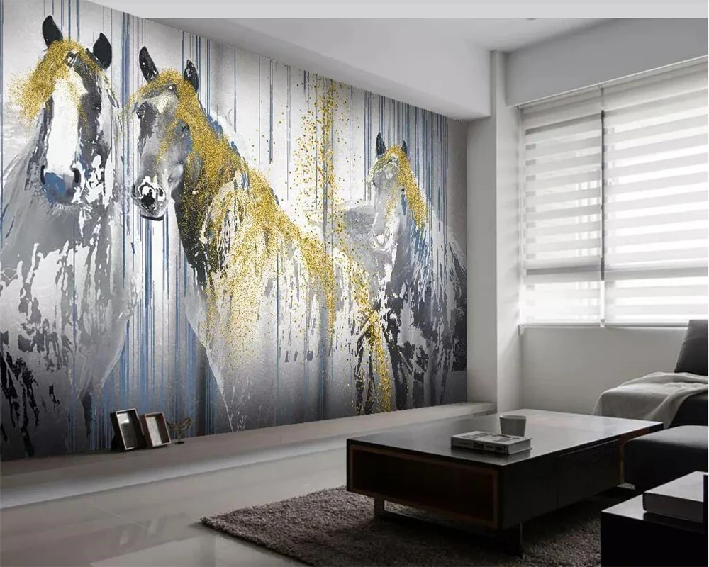 Vlastné tapetu 3d abstraktné koňa, obývacia izba, spálňa nástenná maľba domova, TV joj, 3d tapety abstraktných de parede - 0