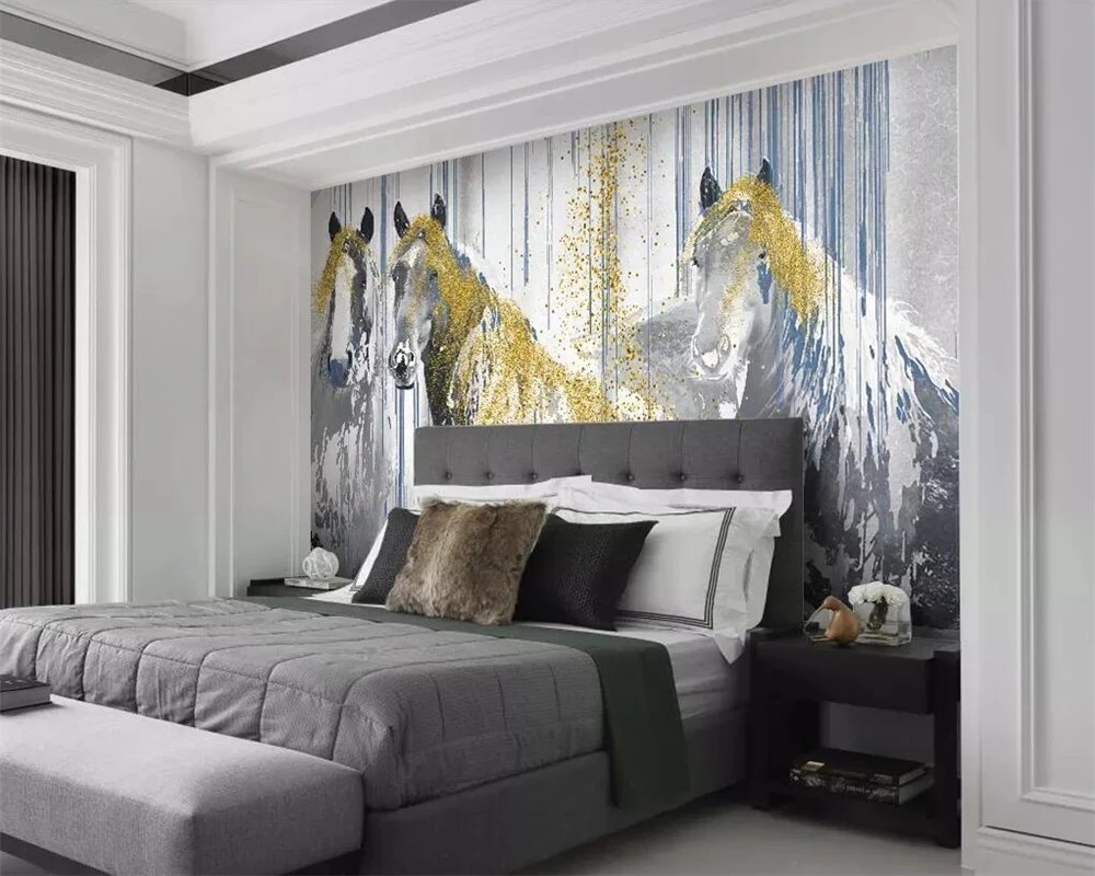 Vlastné tapetu 3d abstraktné koňa, obývacia izba, spálňa nástenná maľba domova, TV joj, 3d tapety abstraktných de parede - 1