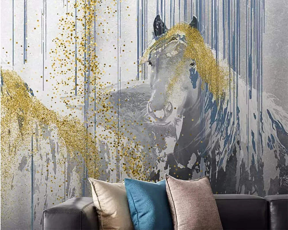 Vlastné tapetu 3d abstraktné koňa, obývacia izba, spálňa nástenná maľba domova, TV joj, 3d tapety abstraktných de parede - 2