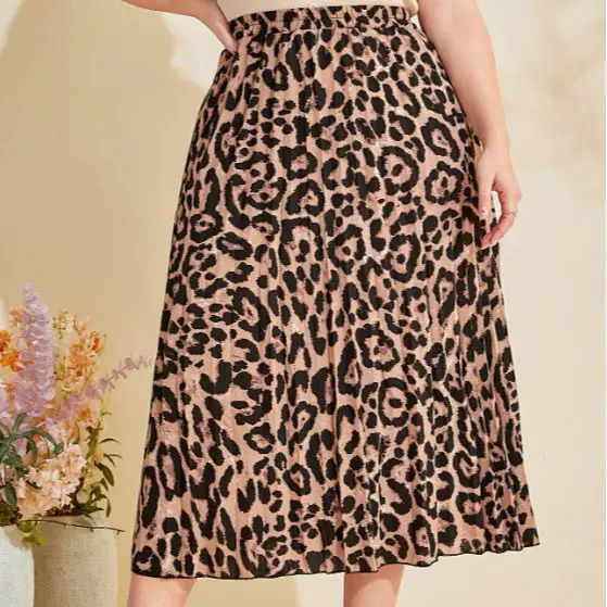 Ženy Plus Veľkosť Uprostred Sukne Módne Leopard Tlač Vysoký Pás Sukne Veľkosť Lady Retro Temperament Elegantné Polovicu tela Sukne - 3