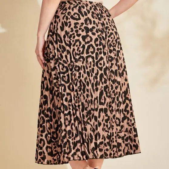 Ženy Plus Veľkosť Uprostred Sukne Módne Leopard Tlač Vysoký Pás Sukne Veľkosť Lady Retro Temperament Elegantné Polovicu tela Sukne - 4