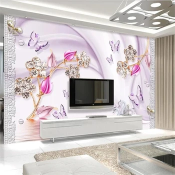 beibehang Vlastnú tapetu 3d diamond kvet labutie jazero šperky papier peint TV pozadí steny 5d dekoratívne nástenné 8d tapety
