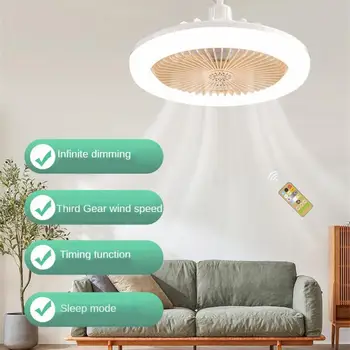 30W Stropný Ventilátor E27 S Led Svetlom A Diaľkové Ovládanie 360 ° Rotácia Chladenie Elektrický Ventilátor Lampa Luster Pre Miestnosti Domova
