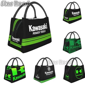Motocykel Kawasaki Logo Veľké rozmery Tašky Obed pre Tepelné Chladnejšie Bento Box Ženy Lunch Box Potravín Taška pre Úrad Práce Školy