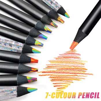 12Pcs Rainbow Ceruzka Kawaii Maľovanie Ceruzka Súbor Viacfarebná Sústredné Gradient Pastelky Darček Pre Deti Shcool kancelárske potreby