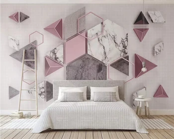 Tapety nástenná maľba 3d geometrické mnohouholník mramoru textúra šitie 3d obývacia izba, spálňa, TV joj, steny 3d tapety