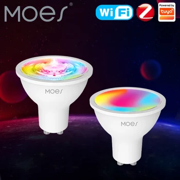 MOES Tuya ZigBee GU10 WIFI Smart Žiarovky LED RGB C+W Biela 5W Stmievateľné Žiarivky Inteligentný Život APLIKÁCIE Ovládanie Žiarovky Práce Alexa alebo Google