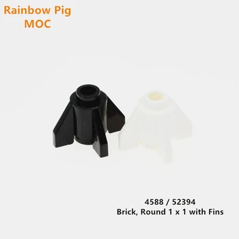 Rainbow Ošípaných MOC Časti 4588 52394 Tehla Kolo 1 x 1 s Plutvy Kompatibilné Tehly DIY Assmble stavebným Častíc Dieťa Hračku Darček