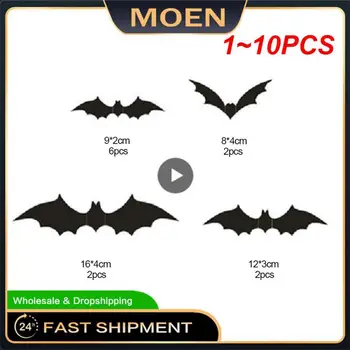 1~10PCS Halloween Dekorácie 3D Black Bat Stenu, Nálepky Výzdoba Steny Odtlačkový Horor a Pálky Vymeniteľné Samolepky Strany Bar Stenu Decor