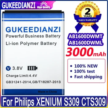 3000mAh Náhradné Batérie Pre Philips XENIUM S309 CTS309 AB1600DWMT AB1600DWML s Sledovať Kód