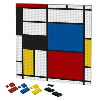 Retro Pixel Art Mondrian Štýl Mozaiky DIY Pop Domov Slávny Ozdobné Maľovanie Podľa Čísel Stavebné Bloky MOC Nastaviť Kreatívny Darček