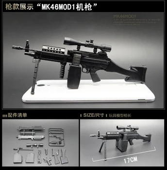 1/6. Mini Puzzle MK46 Zbraň Model Potiahnuté Plastové Miniatúrne Vojak Zbraň Vojenské Model pre 12 Palcový Akcie Obrázok Displej