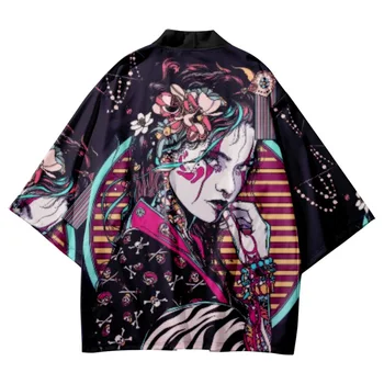 Hip Hop Voľné Kimono Nohavice, Súpravy Japonský Cardigan Ženy Muži Cosplay Yukata Harajuku Oblečenie Dvoch-dielny Oblek