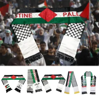 Palestína Národnej Vlajky Tlač Šatku Satin Palestínske Vlajky Vlastné Neckerchief národný deň Šatky palestíny šatkou 14x130cm